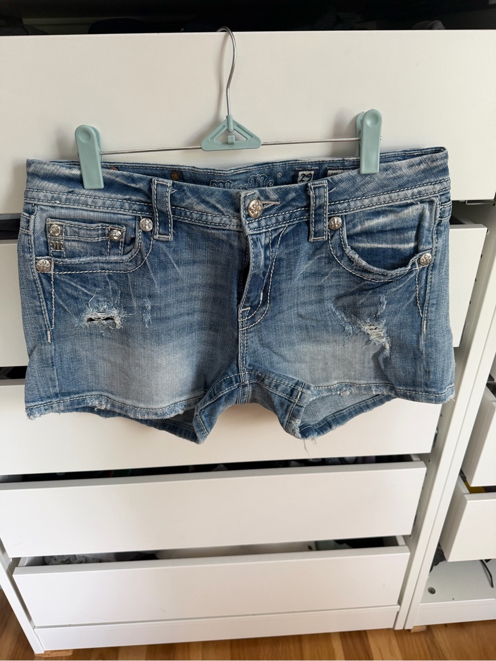 Miss Me Light Wash Denim Women’s Shorts - Casual Distressed Style